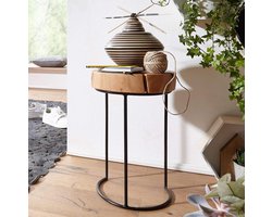 Bijzettafeltje Rond - Boomstam Tafel - Woonkamer Decoratie - Handgemaakt Uniek - 45 cm Hoog - Acacia