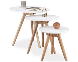bijzettafeltjes walnoothout - set van 3 - klein - 50 cm - 40 cm - 32 cm - woonkamer
