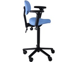 Biker zadelkruk - blauw kunstleer - met rugleuning - hoogte verstelbaar