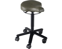 Biker zadelkruk leer Moss - zwarte gaslift en kruispoot - leder bekleding – kleur Moss