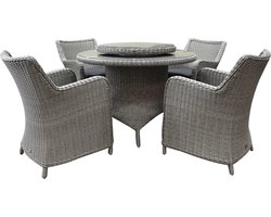 Bilbao Riccione dining tuinset 110 cm rond 6-delig grijs