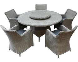 Bilbao Riccione dining tuinset 150 cm rond 7-delig grijs