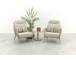 Bilbao/Canto verstelbare rope 2-persoons loungestoelen set - Latte/Teak