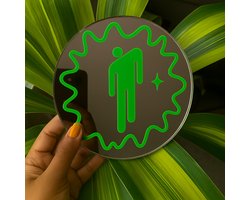 Billie Eilish Spiegel | Iconisch Poppetje Design | Decoratieve Wandspiegel | Billie Eilish merch | Spiegel 20cm
