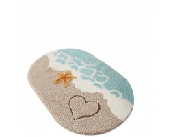 BILMU Ovale Badmat 54 x 86 cm, Antislip en Zachte Badtapijt, Machinewasbaar, Absorberend, Starfish Strand