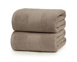 BILMU Set van 2 badhanddoeken 100x150 cm – 100% katoen 500 g/m² – zacht, absorberend en duurzaam – Oeko-Tex gecertificeerd – bruin