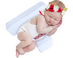 BimbelBoo® - Zijslaap Kussen Baby - Zijligkussen Baby - Incl Wasbare Hoes - Blauw - 0 tot 6 maanden - Rolkussen - Slaapkussen - Kraamcadeau - Baby Kussen Plat Hoofd