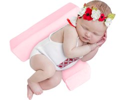 BimbelBoo® - Zijslaap Kussen Baby - Zijligkussen Baby - Incl Wasbare Hoes - Roze - 0 tot 6 maanden - Rolkussen - Slaapkussen - Kraamcadeau - Baby Kussen Plat Hoofd