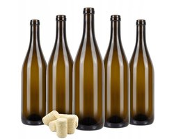 Bimberek - Glazen Flessen - 750ml - Bruin - Inclusief Kurk