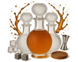 Bimberek Luna - Glazen Karaf - 500 ml - Decoratief - Diamantmotief