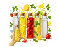 Bimberek Milano - Karaf voor Sap en Alcohol - 5 Stuks - Glazen Flessen - 350ml - Met Kurk