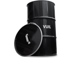 BinBin Handle Vuil - Industriële Prullenbak - Zwart Metaal - Ø48x82 cm - 120L - Handvat Deksel - Horeca & Terras Afvalbak