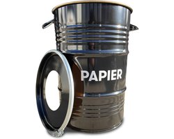 BinBin Hole Papier industriële prullenbak- papierbak- afvalscheiding 60 Liter olievat met gat deksel voor papieren afval