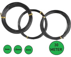 ***Binddraad - Bonsaidraad - 3x 10M - Boom Trainingsdraden - Zwarte Bonsai Draad - Craft Aluminium Draad Tuindraad 1,0mm/1,5mm/2,0mm - Universeel - Tuinieren - Tuinaccessoires - van Heble® ***