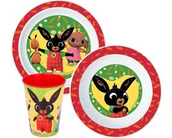 Bing Happy Bunny Serviesset voor Kinderen – 3-delig (Bord, Kom en Beker) – BPA-vrij – Ideaal voor Peuters en Kleuters