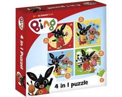 Bing puzzel 4 in 1 educatief peuter speelgoed - kinderpuzzel 4x6x9x16 stukjes leren puzzelen - cadeautip Kerst puzzel 3 jaar en ouder - Bambolino Toys