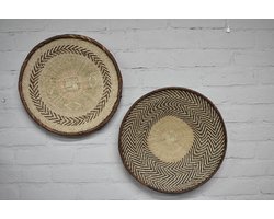 Binga Baskets Set Ø 35 / 33 cm - Tonga Basket - Boho Ibiza stijl hangende wandschaal - Muurdecoratie - handgemaakte wandbord Zimbabwe (21)