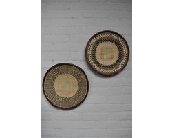 Binga Baskets Set Ø 39,5 / 39 cm - Tonga Basket - Boho Ibiza stijl hangende wandschaal - Muurdecoratie - handgemaakte wandbord Zimbabwe (20)