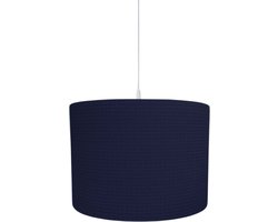 BINK Bedding Hanglamp/Lampenkap Pique Wafel Marine 30 cm inclusief pendel - katoen - wafelstof - kinderkamerverlichting - hanglamp babykamer - uni hanglamp - lamp kinderkamer - donkerblauw - marineblauw - navyblauw - blauw