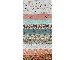 BINK Bedding Stoffenlapjes 25x25 cm – Set van 10 Bloemenprint – 100% Katoen – Patchwork, Quilten, Handwerk & DIY