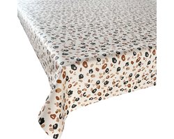 BINK Bedding Tafelkleed - Tafelzeil Leopard - Acryl gecoat Katoen 150 x 145 cm - afneembaar - wasbaar - feest - feestdecoratie - kinderfeestje - verjaardag - buiten eten