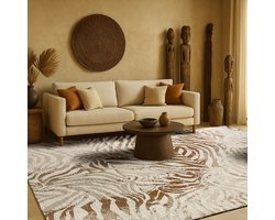 Binnen & Buiten Vloerkleed - 80 x 150 cm - Lola&Moi Zebra Savannah - Laagpolig Tapijt - Gerecycled PET - Made in Belgium - Circulair