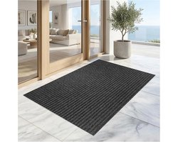 Binnen Deurmat - Vloermat Vuilvanger - Schoon Huis Houden - Antislip Chenillevezels - 90 x 95 cm - Zwart