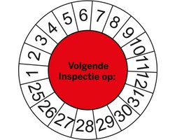 Binnen Rood | 636 expl. | 1 Rol | Keuringsstickers 'Volgende inspectie op' Rond 35 mm