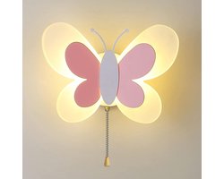 Binnen Wandlamp Kinderkamer Bed LED Dimbaar Vlinder Decoratief Kamerlicht - Met Schakelaar - Meisjes Cartoon Modern Wandverlichting