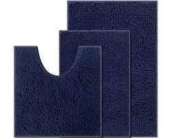 Binnenhuis Anti-slip Badmatten Set van 3 Stuks in Donker Cyaan voor Badkamer