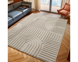Binnenkleed, beige, van jute, voor de woonkamer, Scandinavische stijl, comfortabel, wasbaar. 240x340 cm