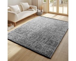 Binnenkleed, gemarmerd patroon, grijs, katoenchenille, bohemian stijl, platgeweven 160x230 cm