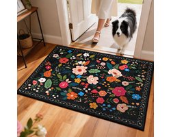 binnenmat, 122 x 80 cm, wasbaar, voor de entree, laag profiel, vuilvanger, boho bloemenprint, waterdicht, antislip rubberen achterkant, welkomstmat voor binnen, schoenen&huisdieren