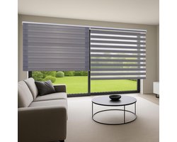 Binnenrolgordijn dag nacht rolgordijn dubbellaags elegante stof voor glazen deur en ramen Het rolgordijn biedt een aanpassingsvermogen aan de helderheid STORESDECO zilver 90 x 180 cm