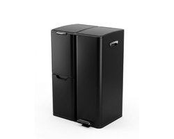 BinnenStyle SmartSort 60L – Prullenbak 3 Vakken - Vuilnisbak afvalscheiding - 13L + 17L + 30L Compartementen - Matzwart - Afvalscheidingprullenbakken - Pedaalemmer Keuken - Mat zwart