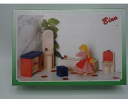 Bino poppenhuis meubel badkamer van hout