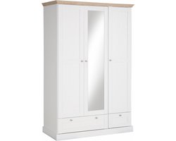 Binz|Garderobekast 3 Deurs 2 Laden Wit Eiken