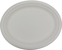 BIO Wegwerp Borden - van Suikerriet - Ovaal - 32x25,5 cm - 50 Stuks - Wit - Composteerbaar en Duurzaam - Feest/verjaardag/BBQ borden