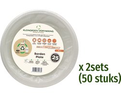 BIO Wegwerp Borden - van Suikerriet - Rond - 23cm - 50 Stuks - Wit kleur - Composteerbaar en Duurzaam - Feest/ Verjaardag/ BBQ borden
