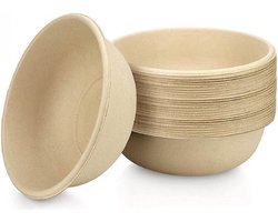 BIO Wegwerp soepkommen 50 stuks - Schaaltje suikerriet 400ml - Natuur