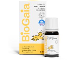BioGaia Protectis Baby Druppels, 100 Miljoen Levendige Lactobacillus Reuteri, Zuivelvrij Probioticumsupplement voor Pasgeborenen, Baby's en Peuters voor Ondersteuning van de Spijsvertering, Helpt bij het Verlichten van Buikgas en Ongemak - 5ML