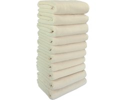 Biologische Handdoekenset - 50x100cm - 10 Stuks - 100% Katoen - GOTS & Vegan - Hotelkwaliteit - Ecru - De Linde Home