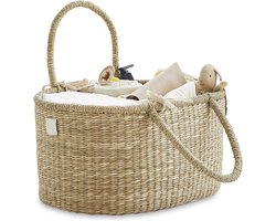 Biologische Zeegras Luier Organizer - Handgemaakte Luxe Mand voor Baby's
