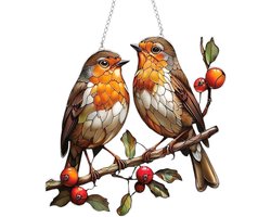 Bird Hanging Window Decoration Stained Glass Hummingbird Sun Catcher with Chain