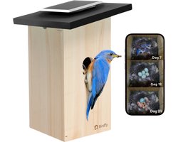 Birdfy Nest Ebony – Slim Vogelhuisje met Camera – Live Vogels Spotten via je Smartphone - 1080p HD & Kleur‑Nachtzicht – AI Vogelherkenning – FSC‑Hout – Draadloos & Weerbestendig – Cadeau voor Natuurliefhebbers