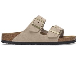 Birkenstock - Arizona Suède Sandcastle Beige Smal Voetbed - Maat 43