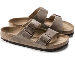 Birkenstock Arizona Tabacco Narrow Fettleder Oiled Leather Heren Slides - Brown - Maat 45