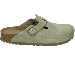 Birkenstock BOSTON SUEDE FADED KHAKI - Dames slippers - Kleur: Groen - Maat: 39