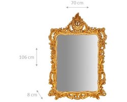 BISCOTTINI Decoratieve Wandspiegel MAJESTA - Handgemaakt Spiegel met Afwerking Antiek Bladgoud - Hout - 70x106 cm - voor Industriële, Landelijke, Botanische stijl