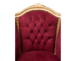 BISCOTTINI Fauteuil - Oorfauteuil Lodewijk XVI-Stijl - Massief Beukenhout - Rode, Antiek Goud Afwerking - Relaxfauteuil - 63x57x80cm
